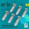 RESKIT RS32-0546 AN-M58 bombs (500 lbs) for all USAF & RAF of WW2 & Korean War (6 pcs) (3D Printed) 1/32